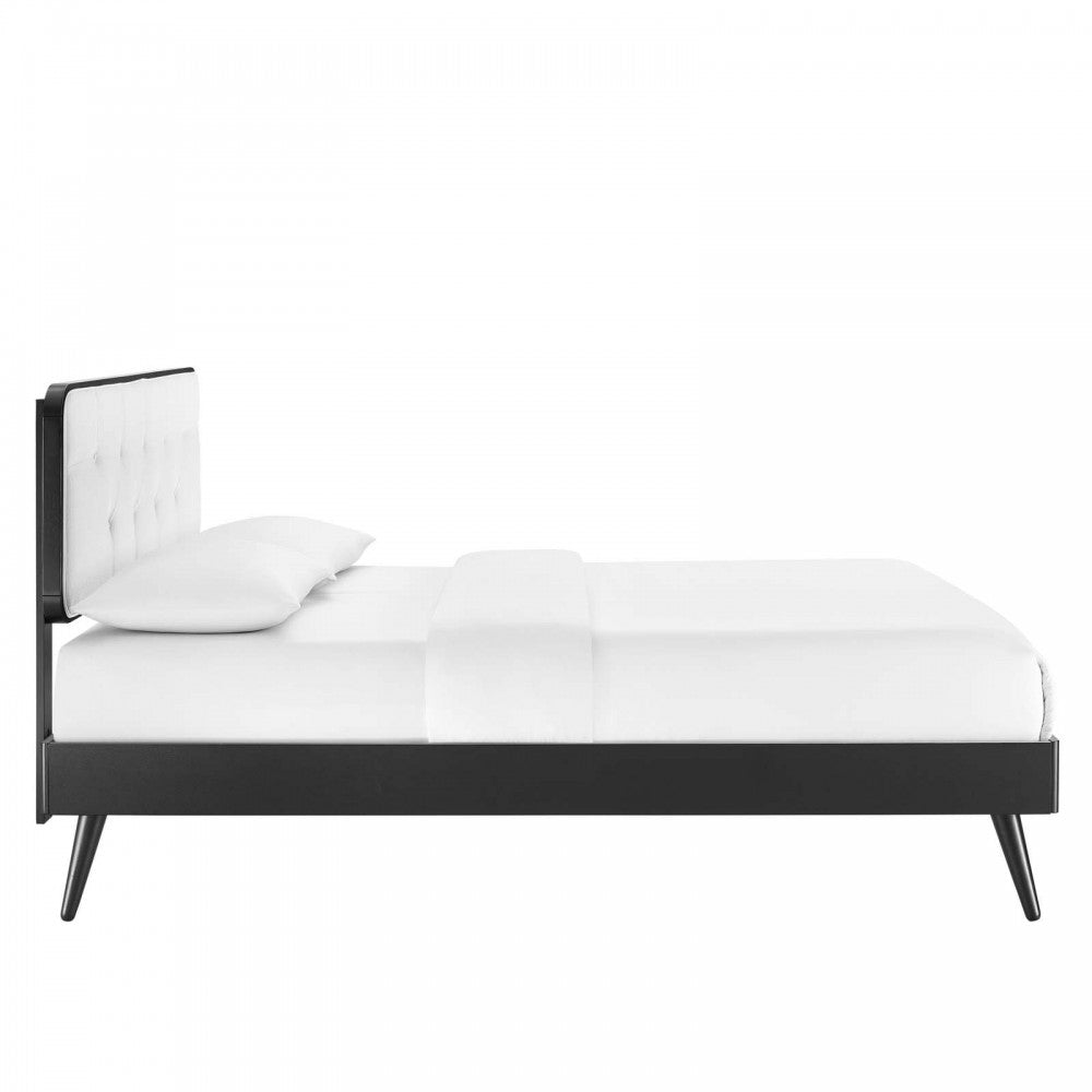 Bridgette Full Wood Platform Bed With Splayed Legs, Black White