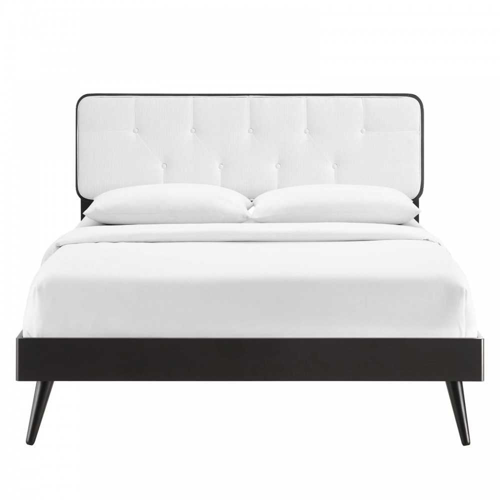 Bridgette Full Wood Platform Bed With Splayed Legs, Black White