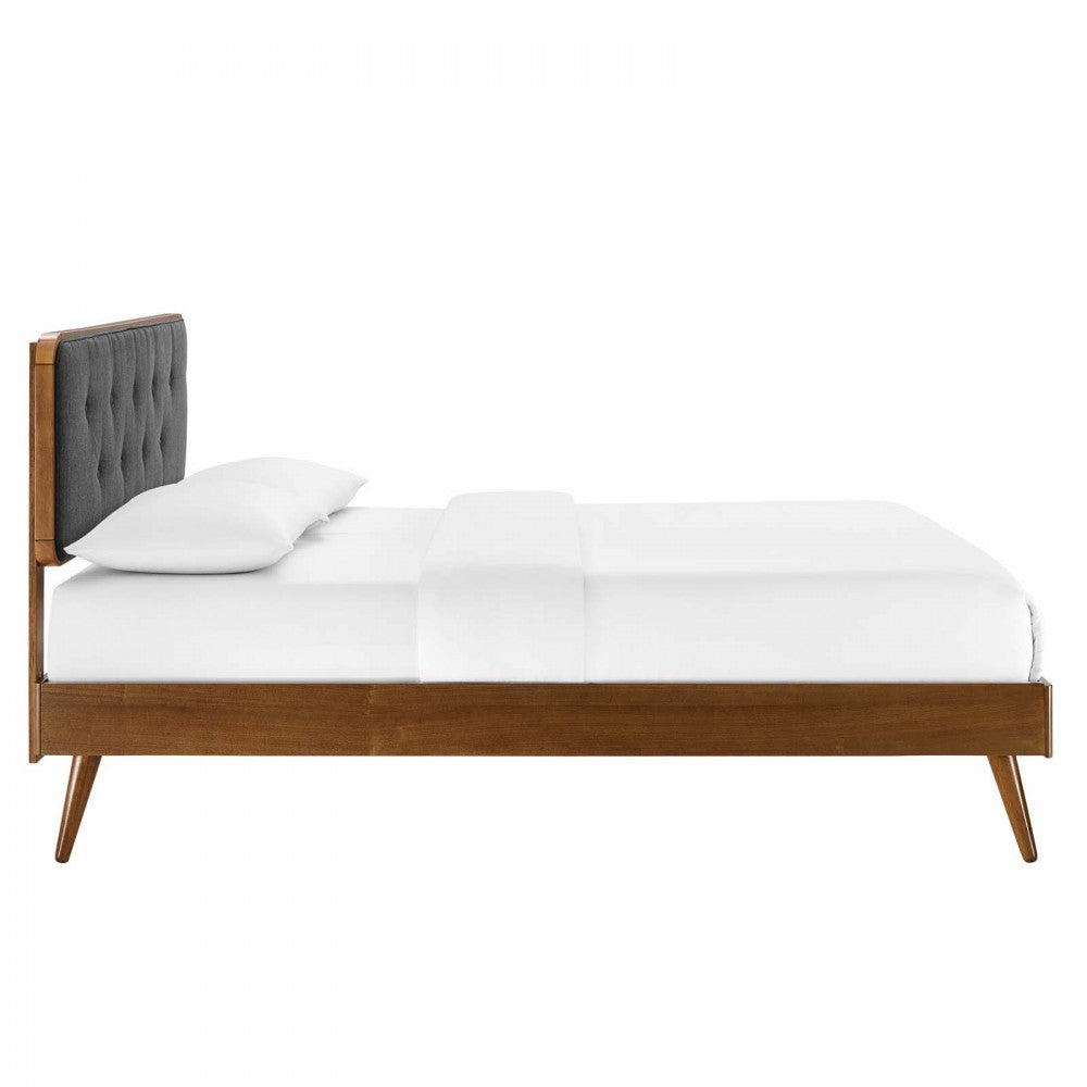 Bridgette Full Wood Platform Bed With Splayed Legs, Walnut Charcoal