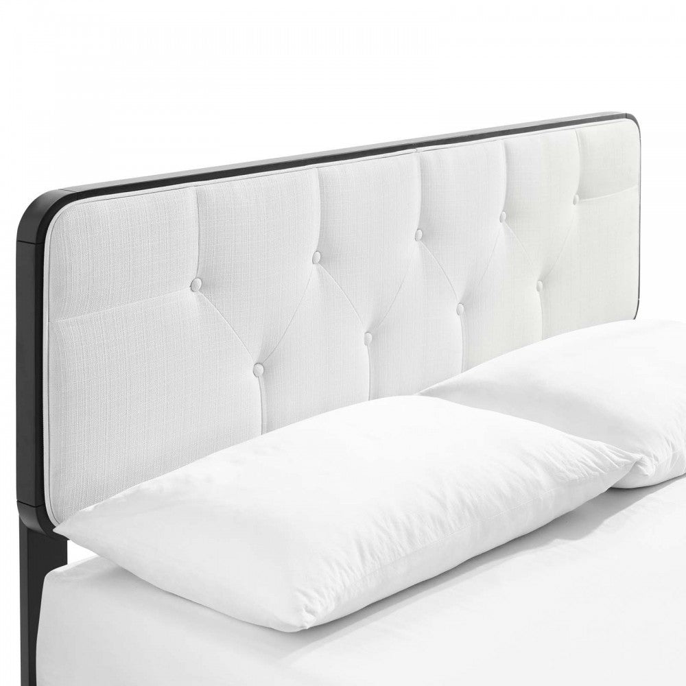 Bridgette King Wood Platform Bed With Angular Frame, Black White