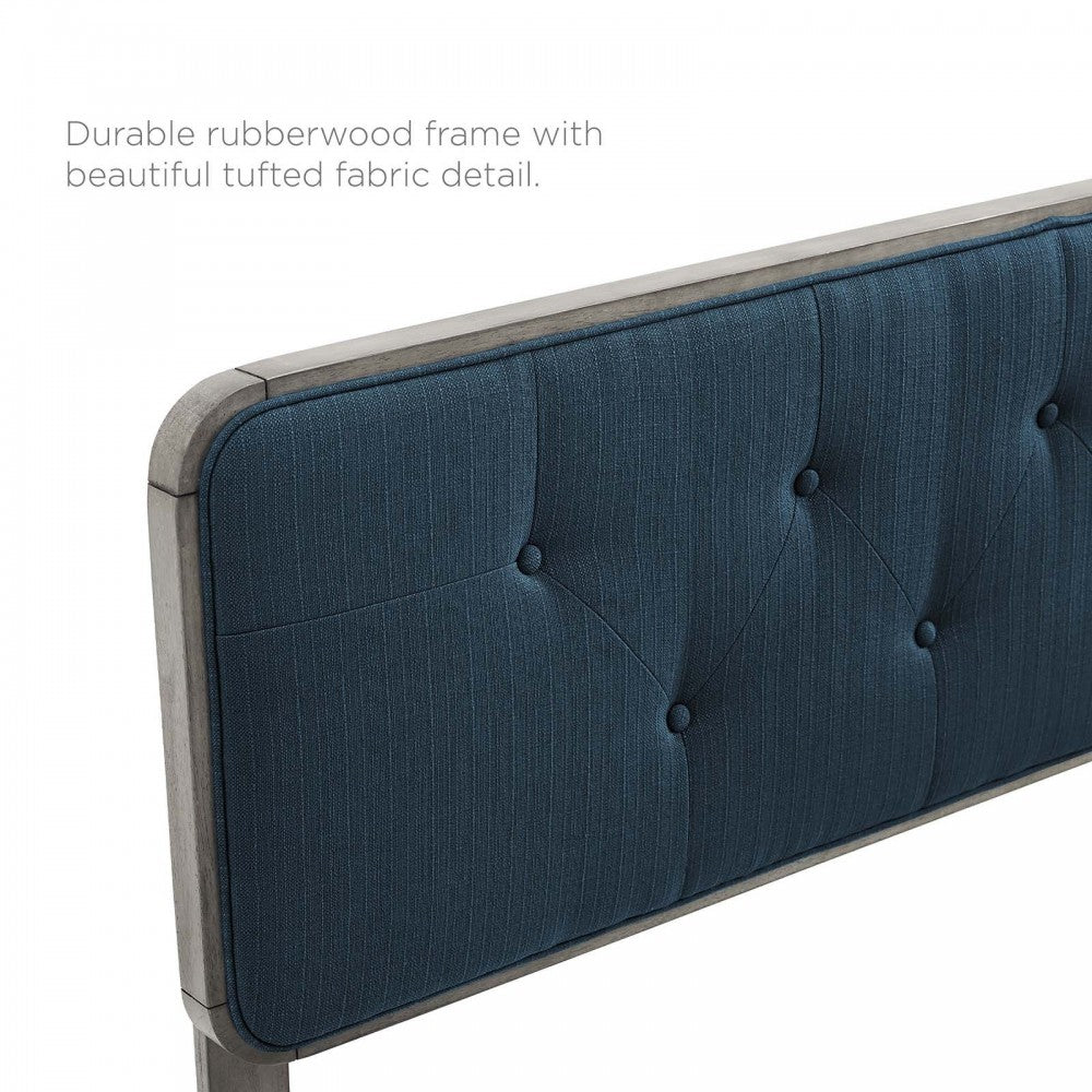 Bridgette King Wood Platform Bed With Angular Frame, Gray Azure