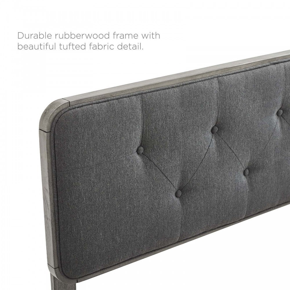 Bridgette King Wood Platform Bed With Angular Frame, Gray Charcoal