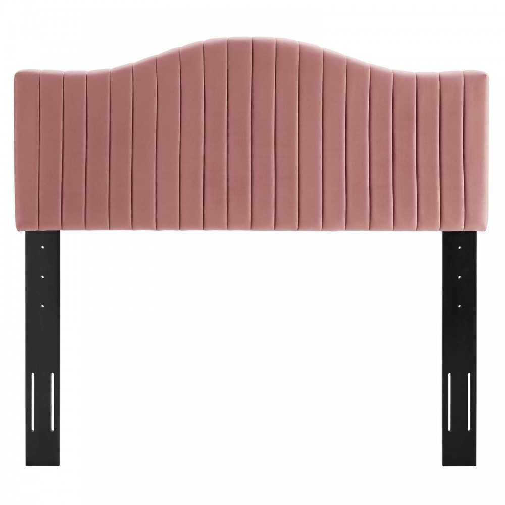 Brielle Channel Tufted Performance Velvet Full/Queen Headboard, Dusty Rose