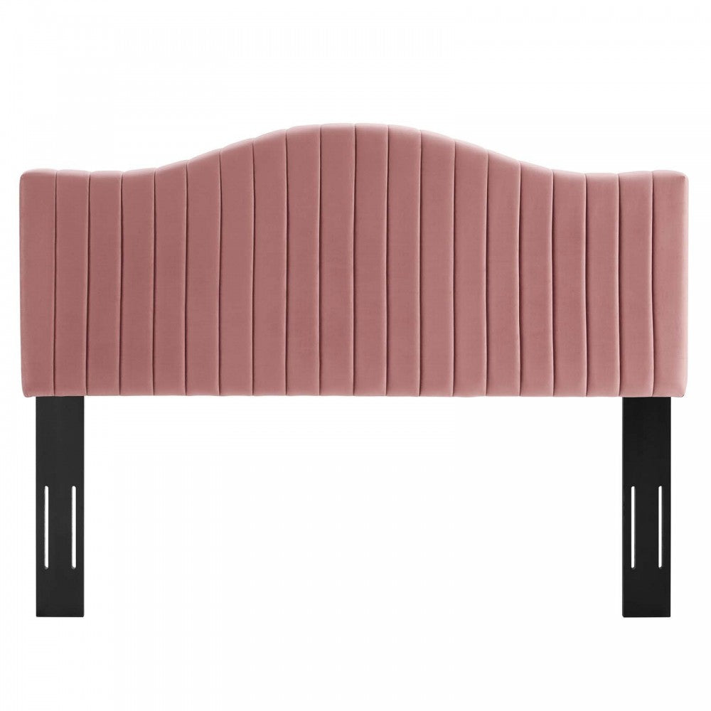 Brielle Channel Tufted Performance Velvet Full/Queen Headboard, Dusty Rose