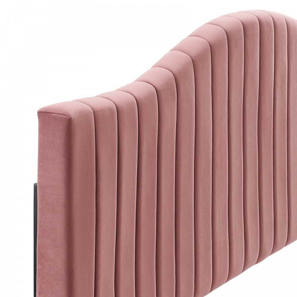 Brielle Channel Tufted Performance Velvet Full/Queen Headboard, Dusty Rose