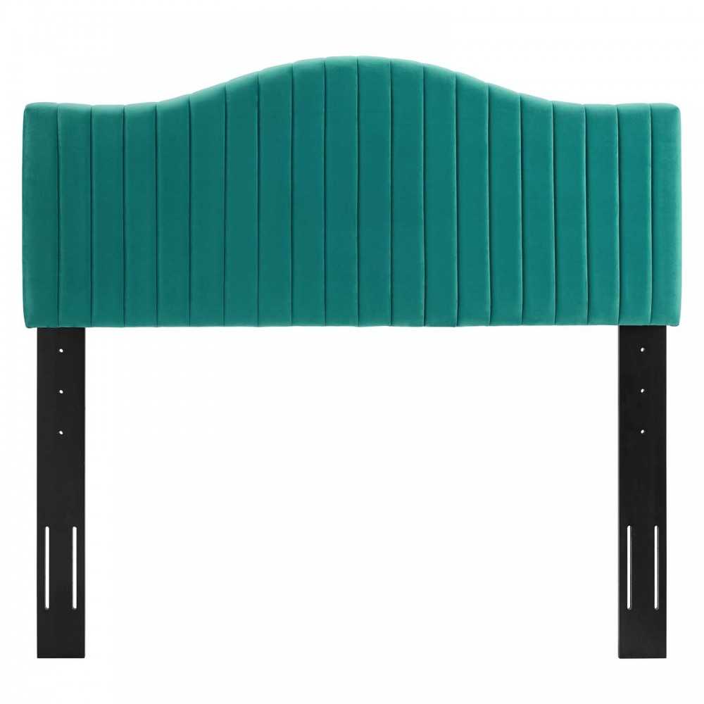 Brielle Channel Tufted Performance Velvet Full/Queen Headboard, Teal