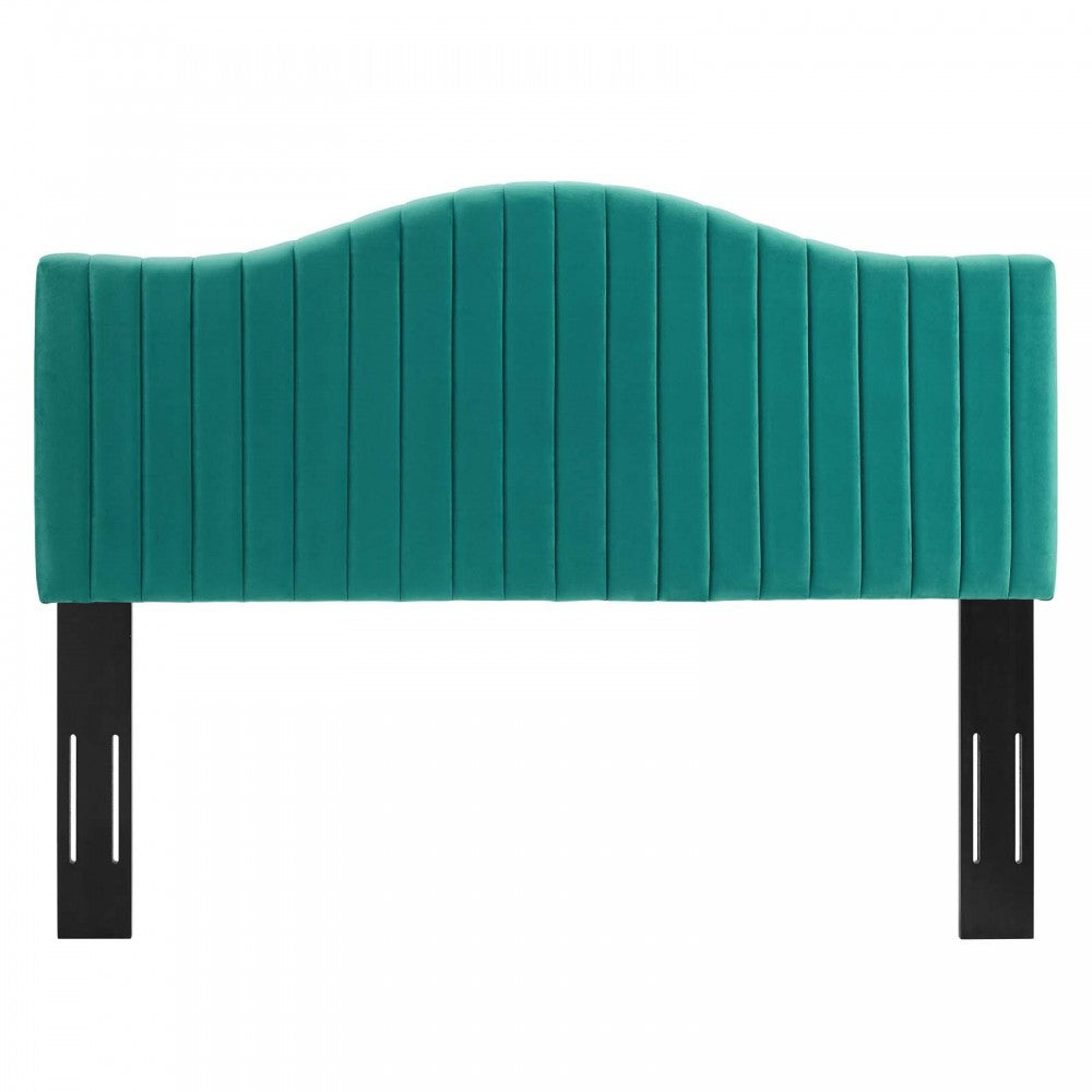 Brielle Channel Tufted Performance Velvet Full/Queen Headboard, Teal