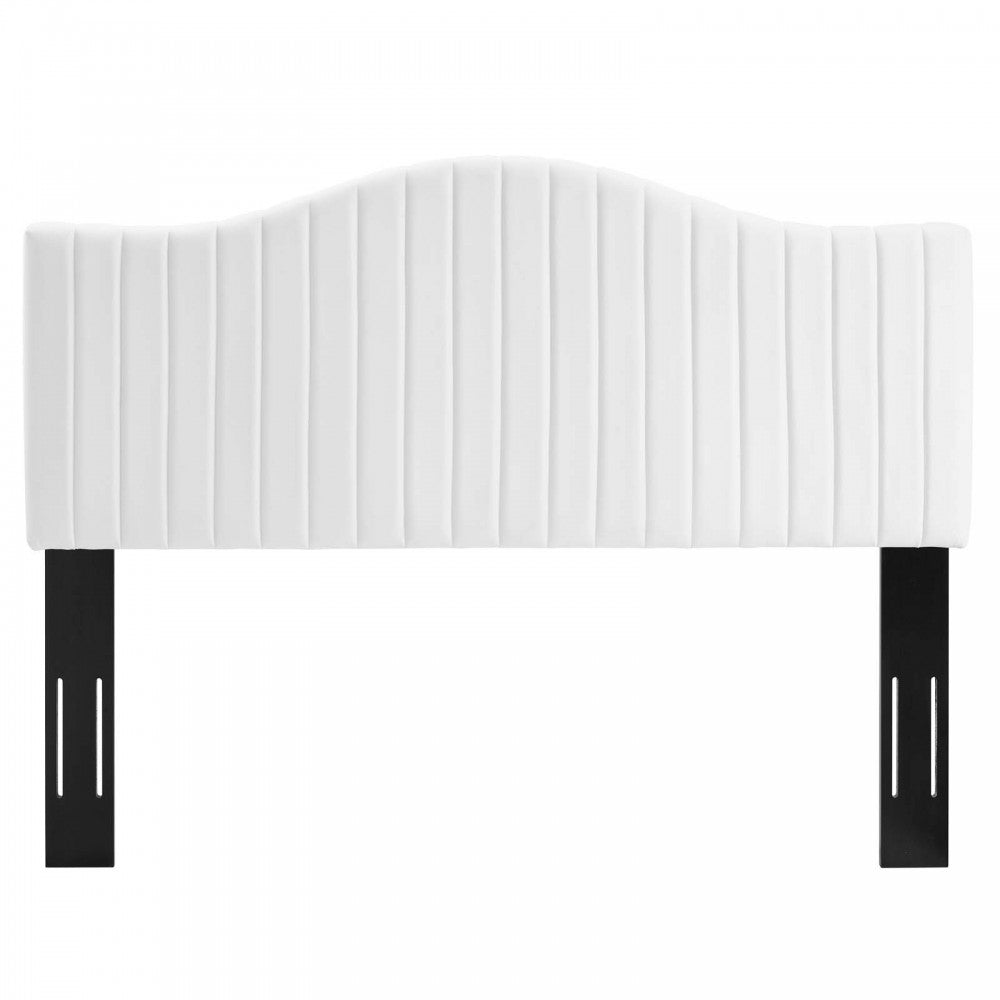 Brielle Channel Tufted Performance Velvet Full/Queen Headboard, White