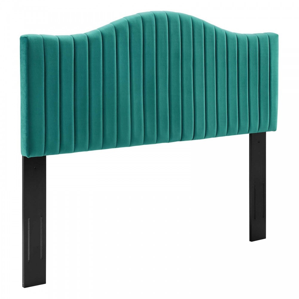 Brielle Channel Tufted Performance Velvet King/California King Headboard, Teal