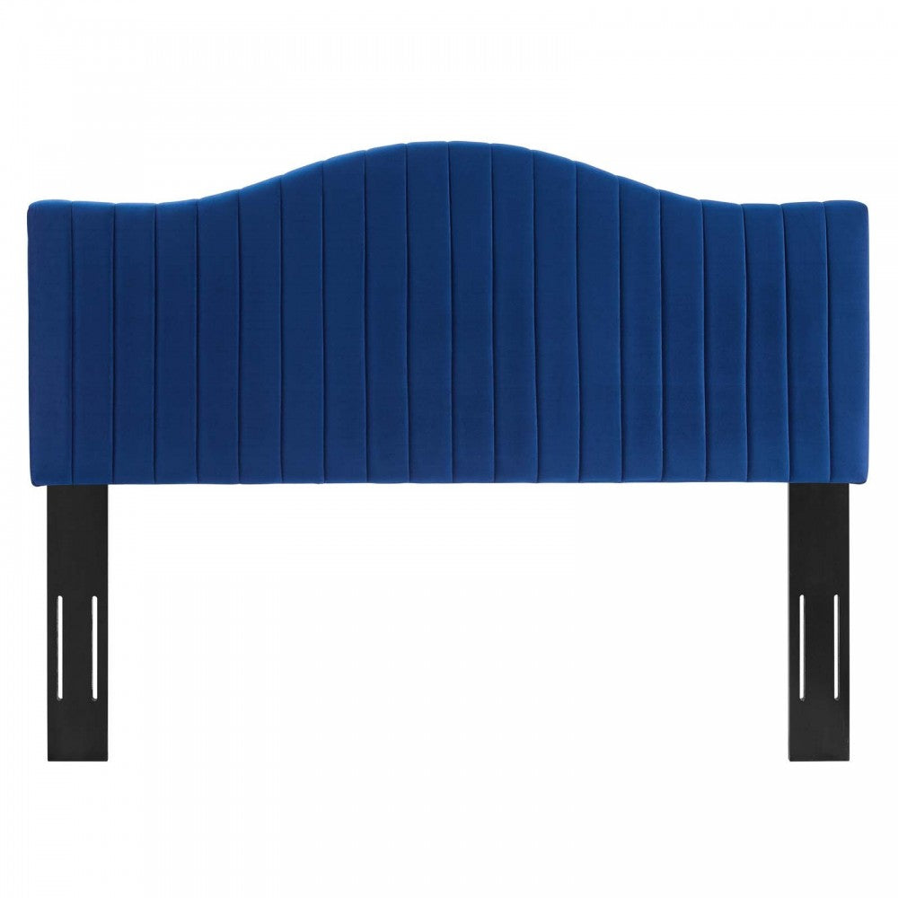 Brielle Channel Tufted Performance Velvet Twin Headboard, Navy