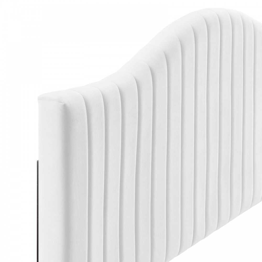 Brielle Channel Tufted Performance Velvet Twin Headboard, White