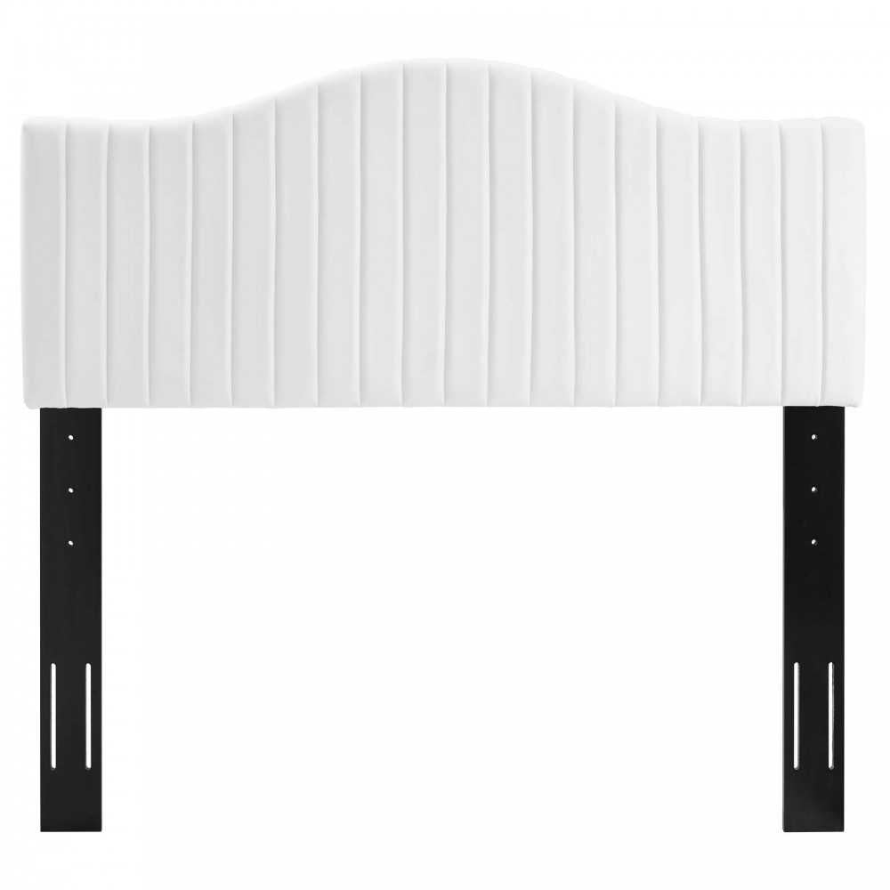 Brielle Channel Tufted Performance Velvet Twin Headboard, White