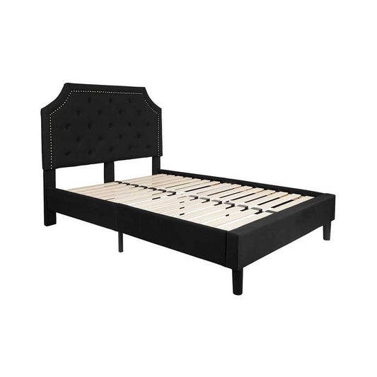 Brighton Full Size Tufted Upholstered Platform Bed in Black Fabric