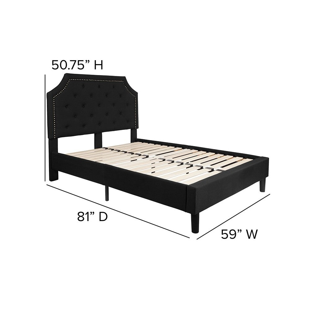 Brighton Full Size Tufted Upholstered Platform Bed in Black Fabric