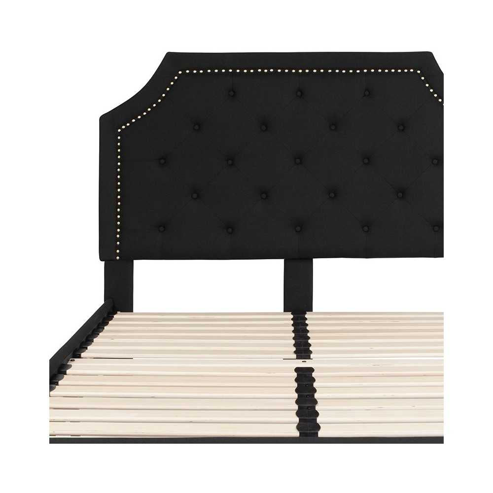 Brighton Full Size Tufted Upholstered Platform Bed in Black Fabric