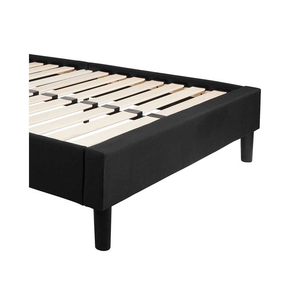 Brighton Full Size Tufted Upholstered Platform Bed in Black Fabric