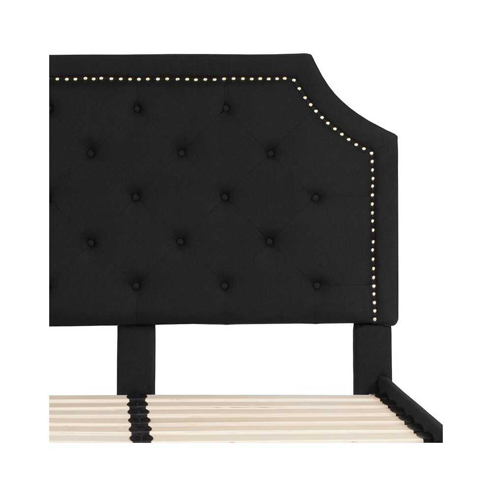 Brighton Full Size Tufted Upholstered Platform Bed in Black Fabric