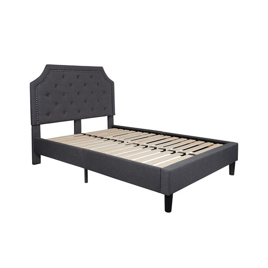Brighton Full Size Tufted Upholstered Platform Bed in Dark Gray Fabric