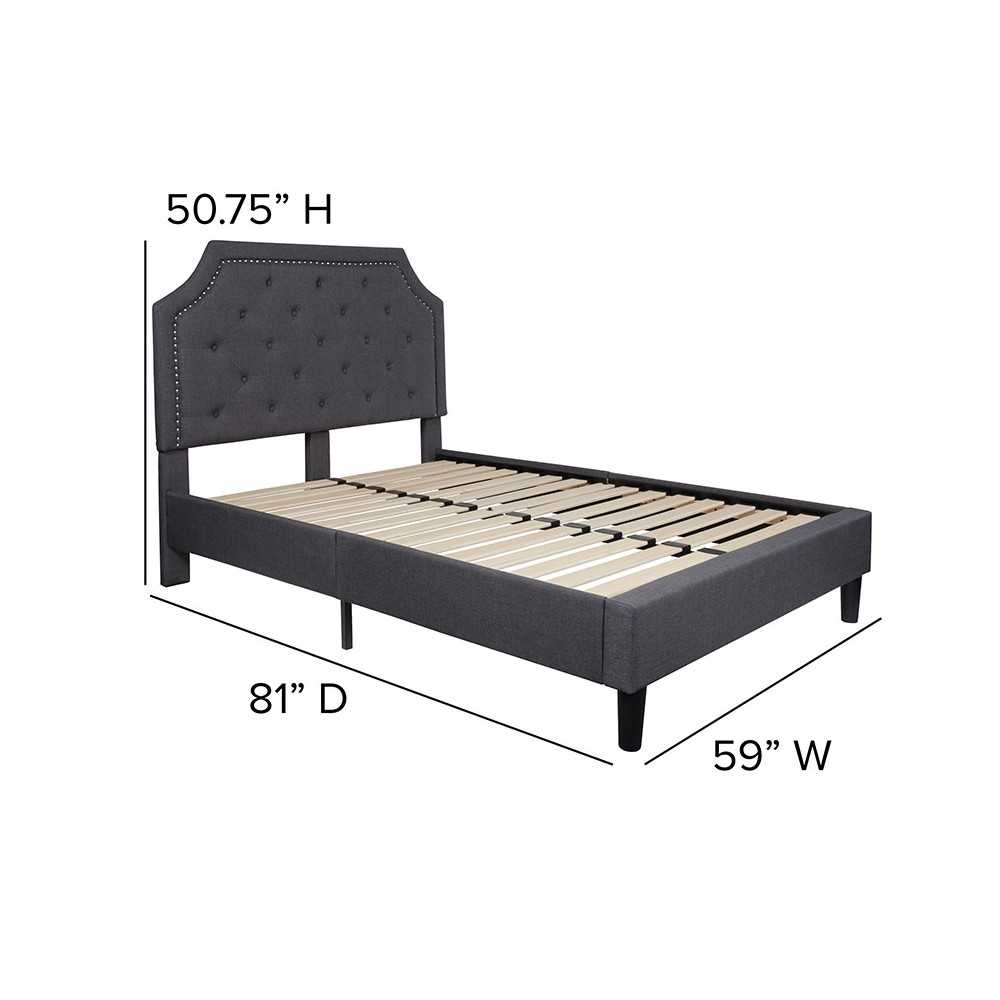 Brighton Full Size Tufted Upholstered Platform Bed in Dark Gray Fabric