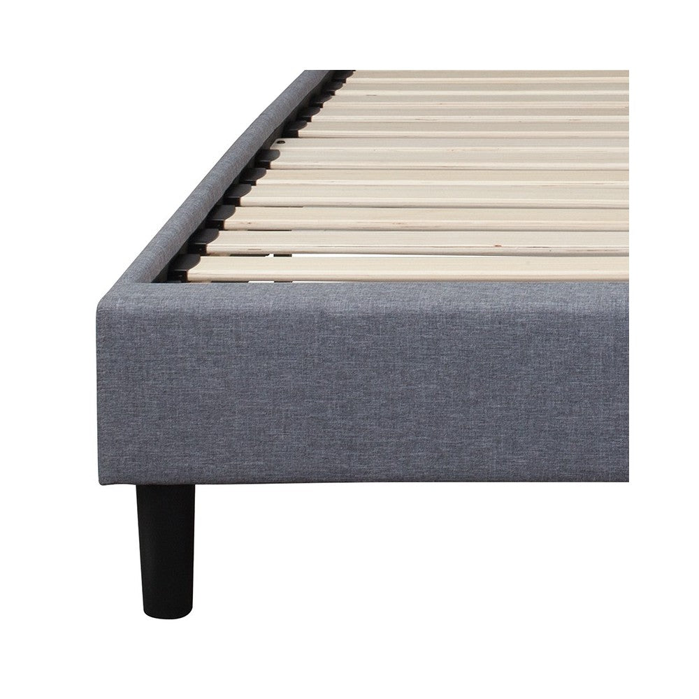 Brighton Full Size Tufted Upholstered Platform Bed in Light Gray Fabric