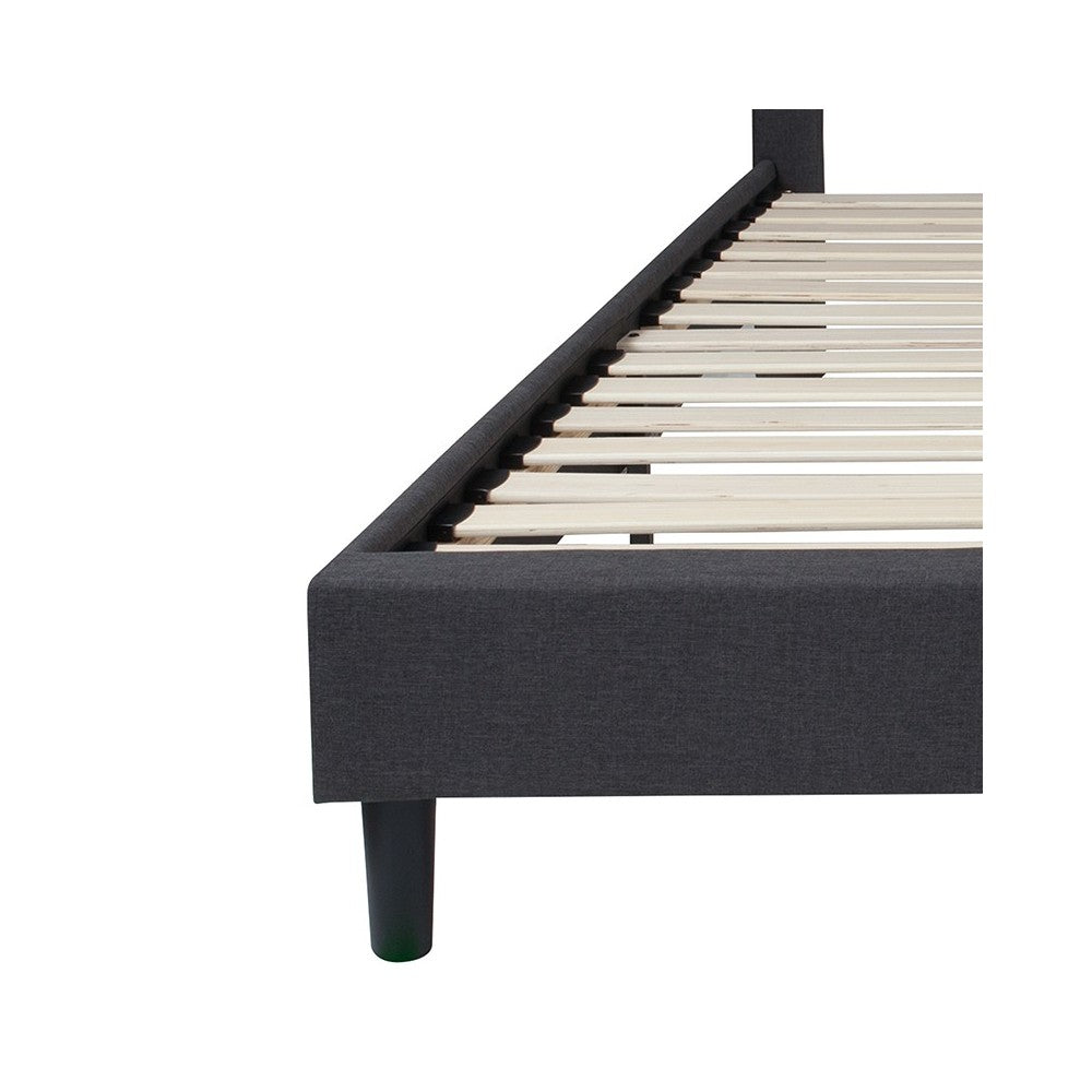 Brighton King Size Tufted Upholstered Platform Bed in Dark Gray Fabric