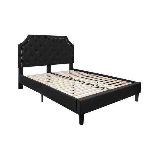 Brighton Queen Size Tufted Upholstered Platform Bed in Black Fabric