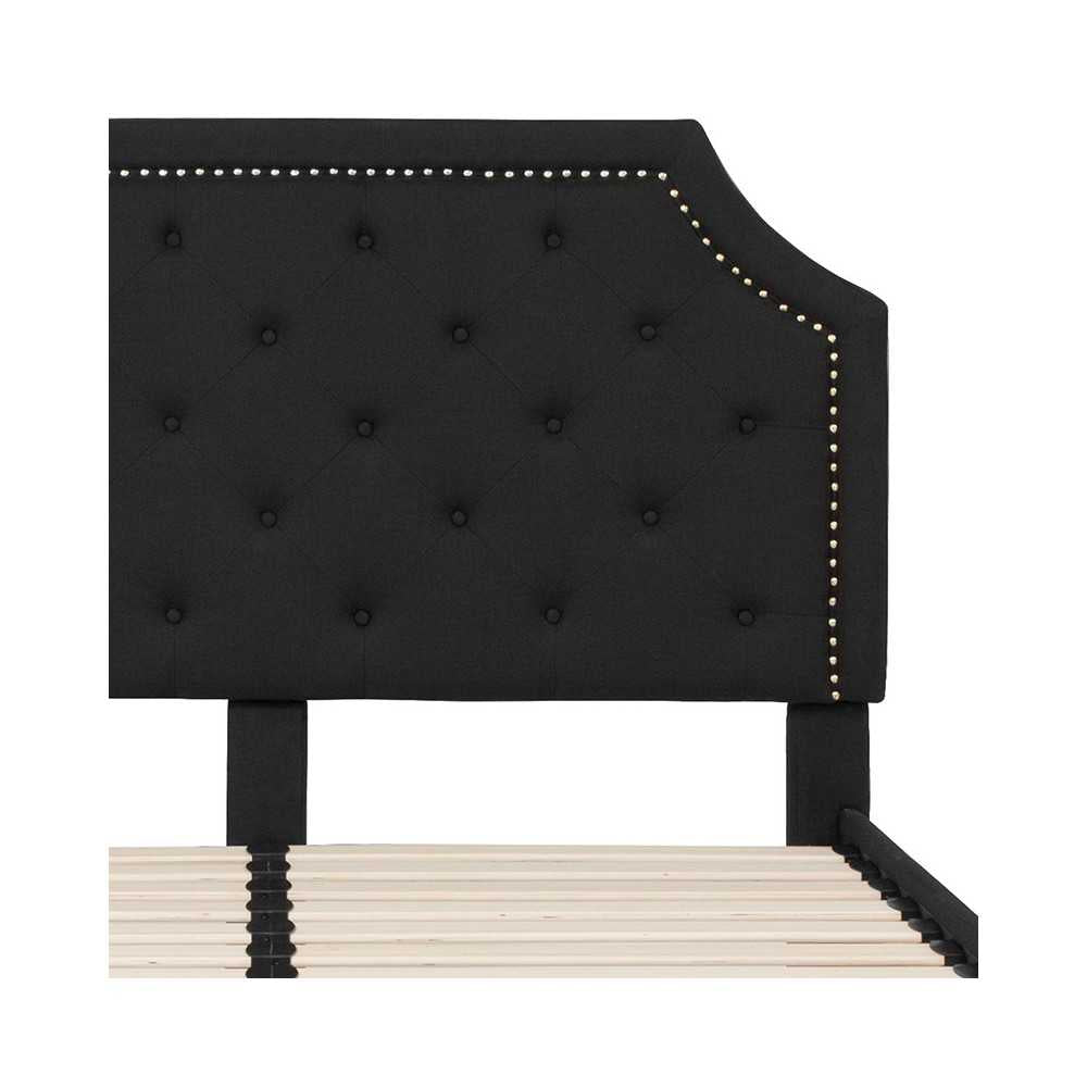Brighton Queen Size Tufted Upholstered Platform Bed in Black Fabric