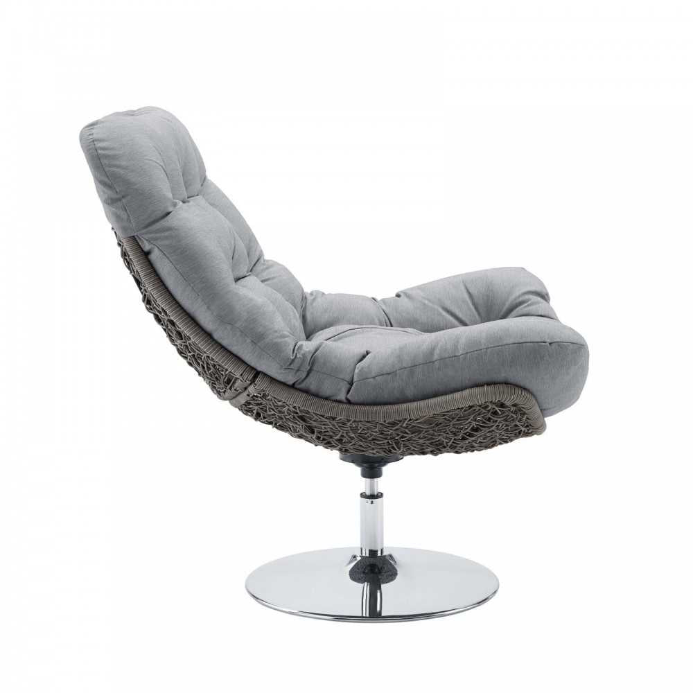 Brighton Wicker Rattan Outdoor Patio Swivel Lounge Chair, Light Gray Gray