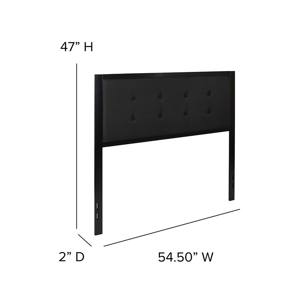 Bristol Metal Tufted Upholstered Full Size Headboard in Black Fabric