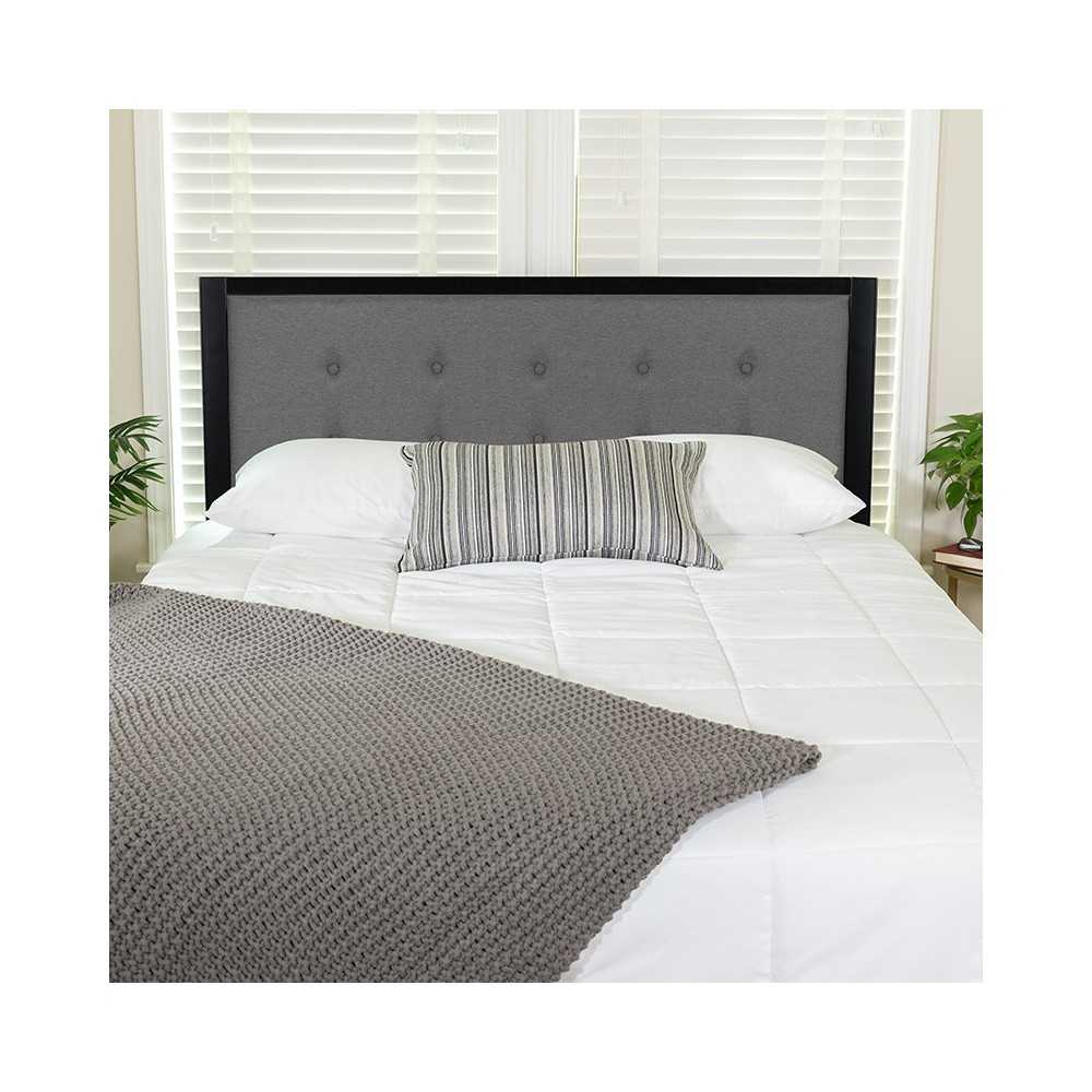 Bristol Metal Tufted Upholstered Full Size Headboard in Dark Gray Fabric