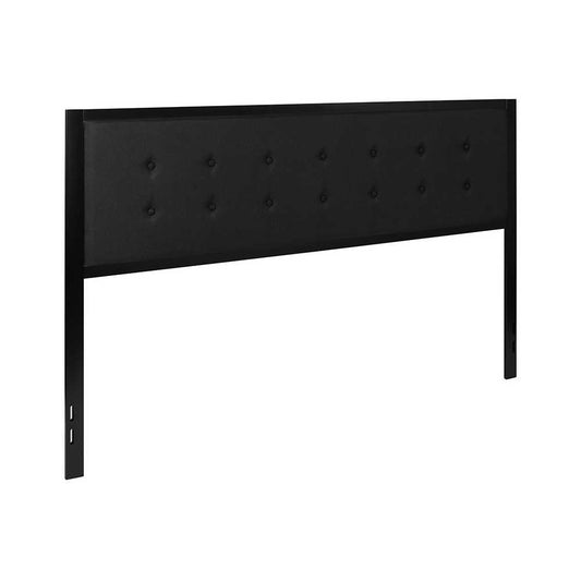 Bristol Metal Tufted Upholstered King Size Headboard in Black Fabric