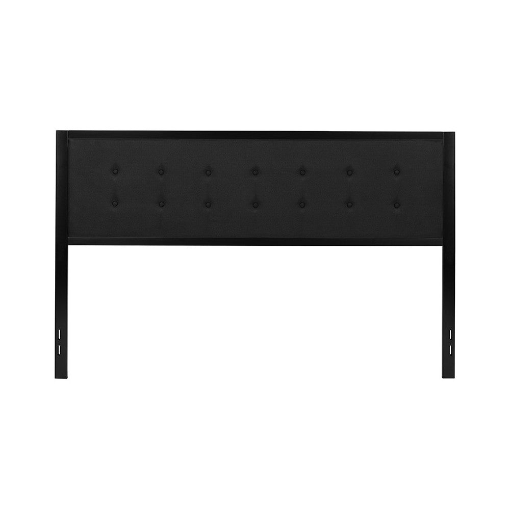 Bristol Metal Tufted Upholstered King Size Headboard in Black Fabric