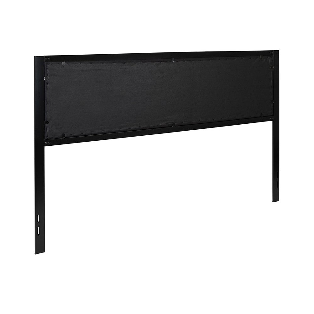 Bristol Metal Tufted Upholstered King Size Headboard in Black Fabric