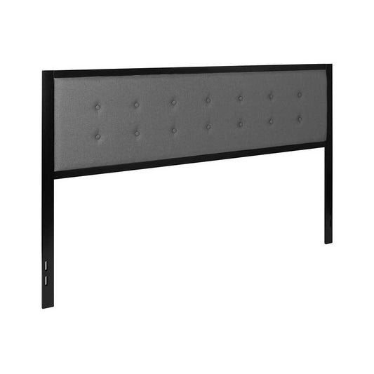 Bristol Metal Tufted Upholstered King Size Headboard in Dark Gray Fabric