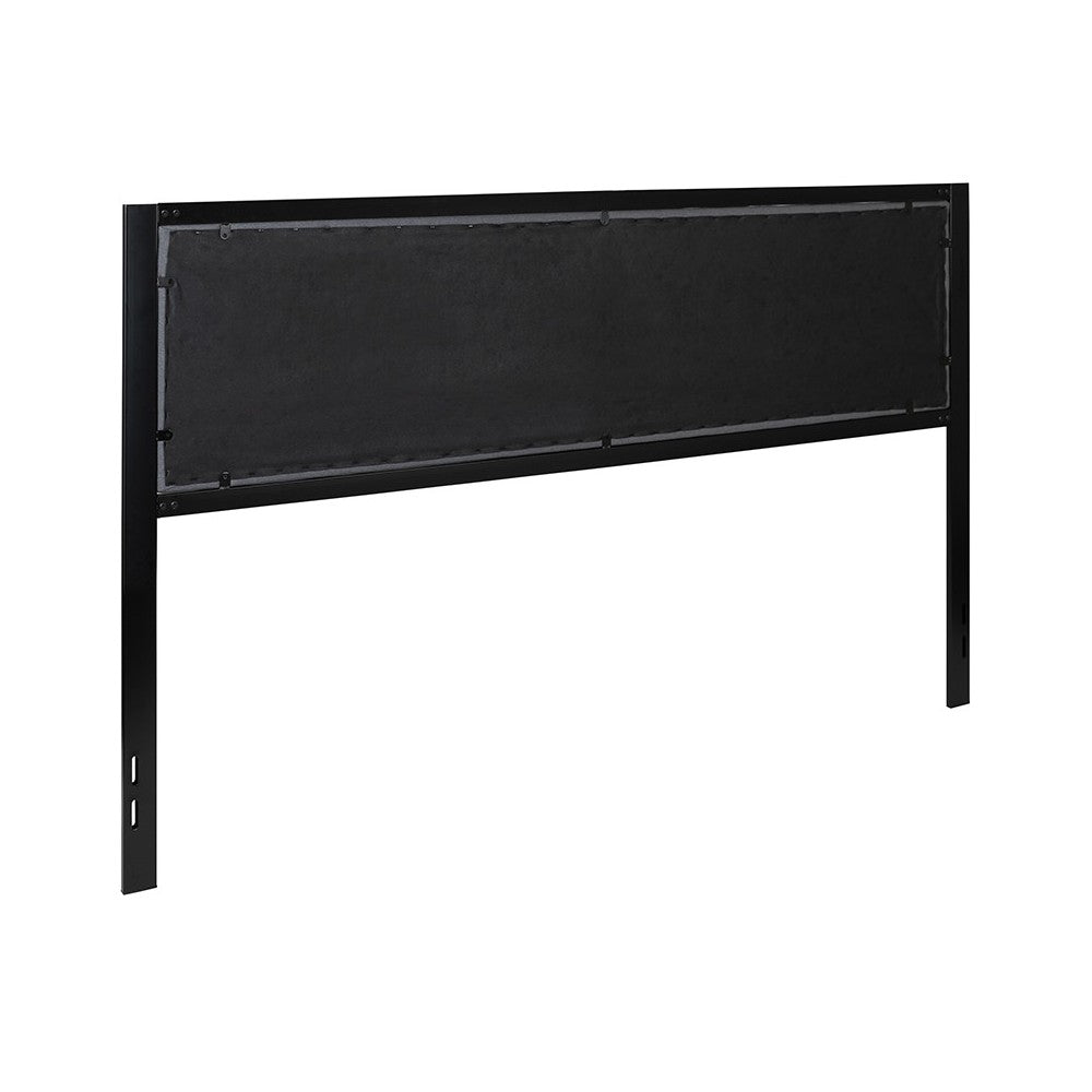 Bristol Metal Tufted Upholstered King Size Headboard in Dark Gray Fabric