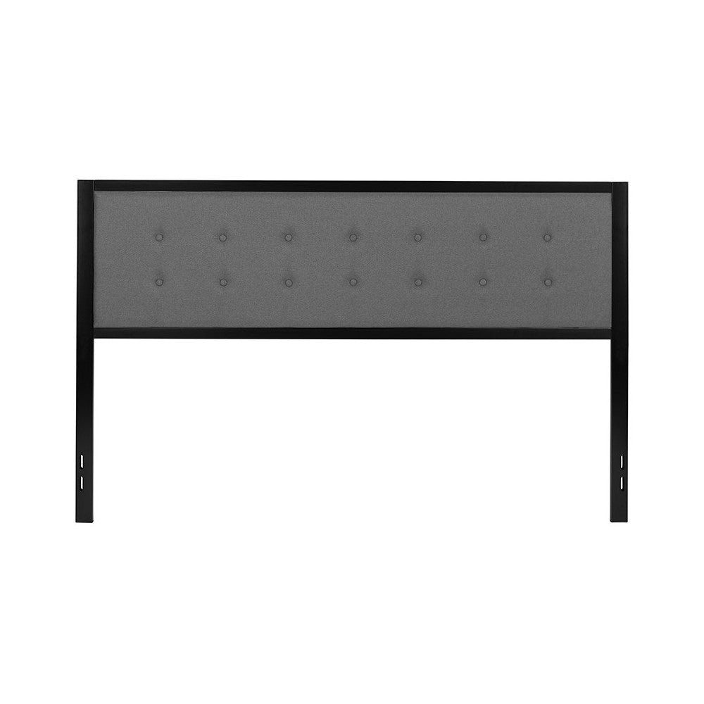 Bristol Metal Tufted Upholstered King Size Headboard in Dark Gray Fabric