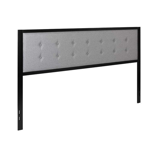 Bristol Metal Tufted Upholstered King Size Headboard in Light Gray Fabric