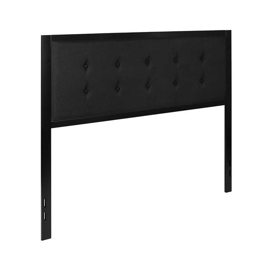 Bristol Metal Tufted Upholstered Queen Size Headboard in Black Fabric