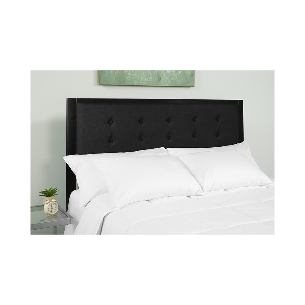 Bristol Metal Tufted Upholstered Queen Size Headboard in Black Fabric