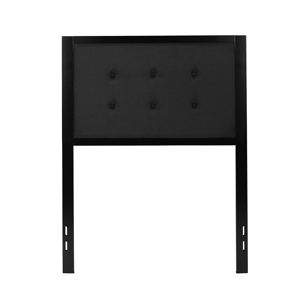 Bristol Metal Tufted Upholstered Twin Size Headboard in Black Fabric