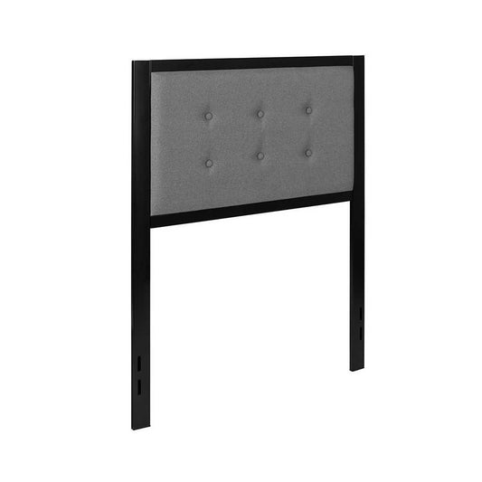 Bristol Metal Tufted Upholstered Twin Size Headboard in Dark Gray Fabric