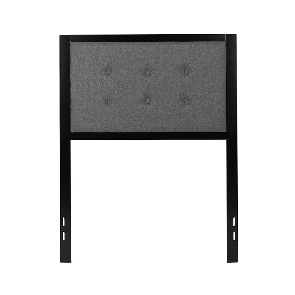 Bristol Metal Tufted Upholstered Twin Size Headboard in Dark Gray Fabric