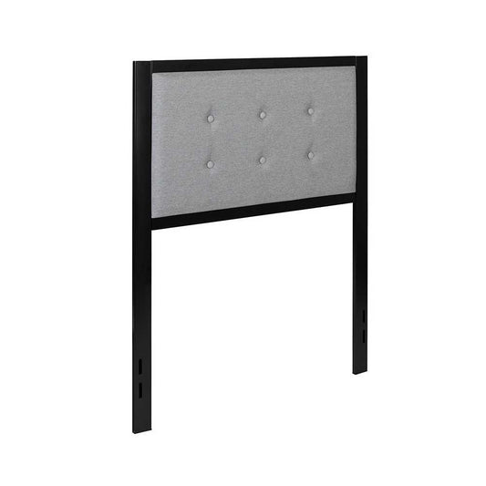 Bristol Metal Tufted Upholstered Twin Size Headboard in Light Gray Fabric