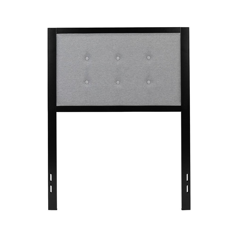 Bristol Metal Tufted Upholstered Twin Size Headboard in Light Gray Fabric