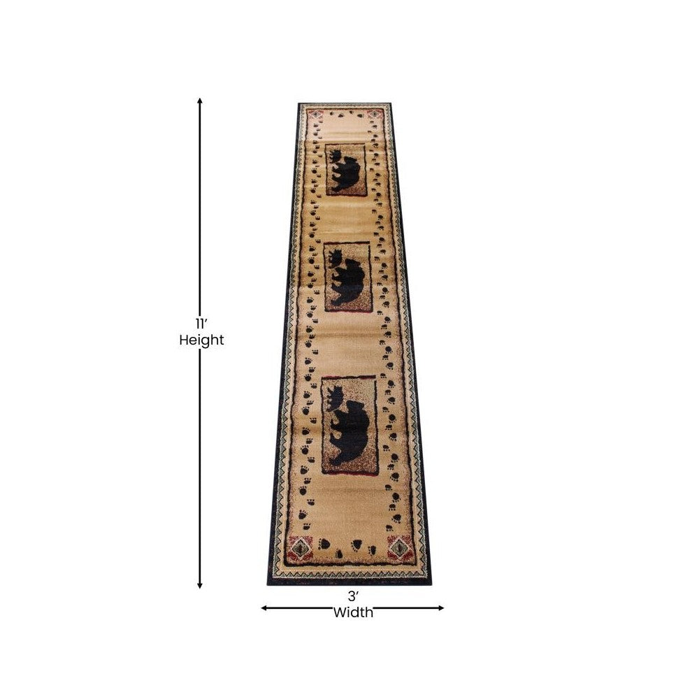Brown 2' x 10' Bear Area Rug