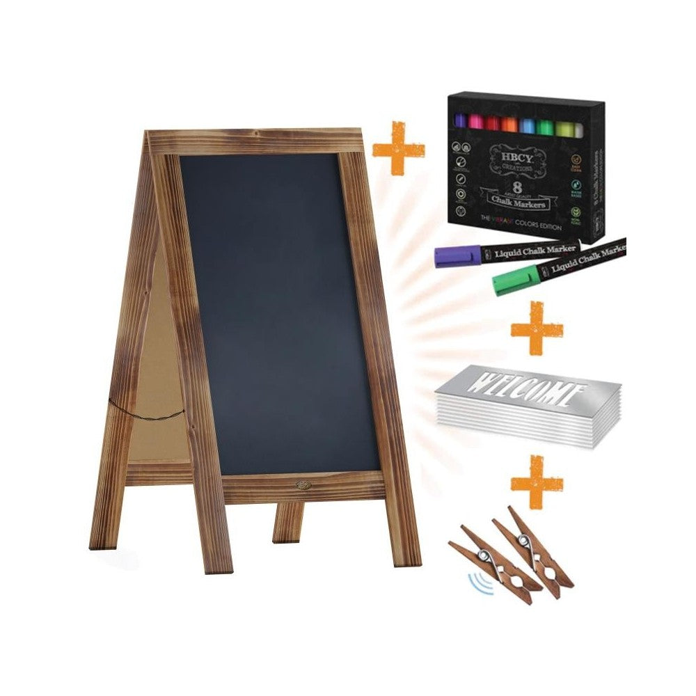 Brown A-Frame Chalkboard Set