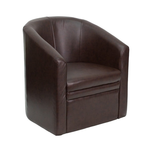 Brown LeatherSoft Barrel-Shaped Guest Chair