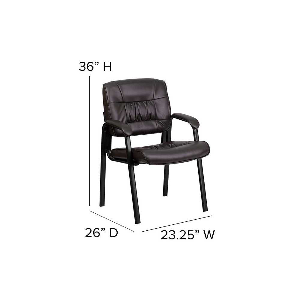 Brown LeatherSoft Executive Side Reception Chair with Black Metal Frame