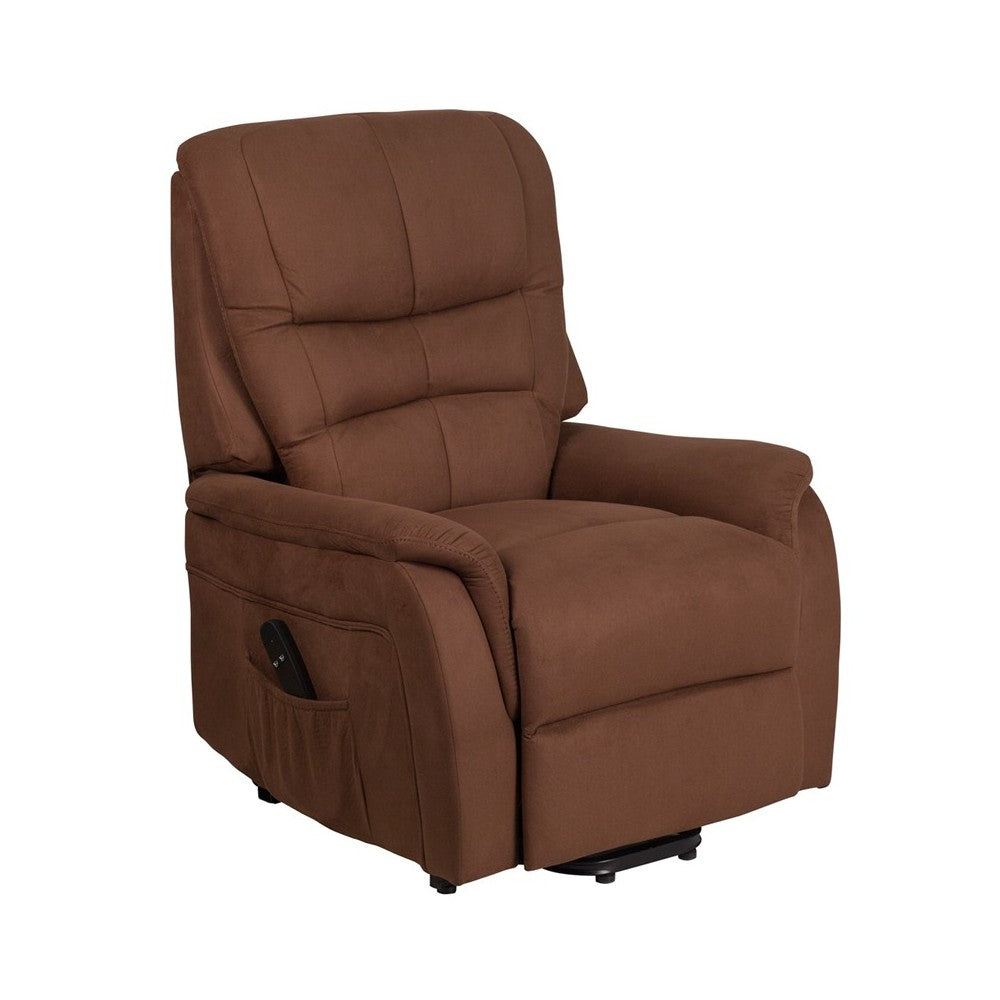 Brown Microfiber Remote Powered Lift Recliner