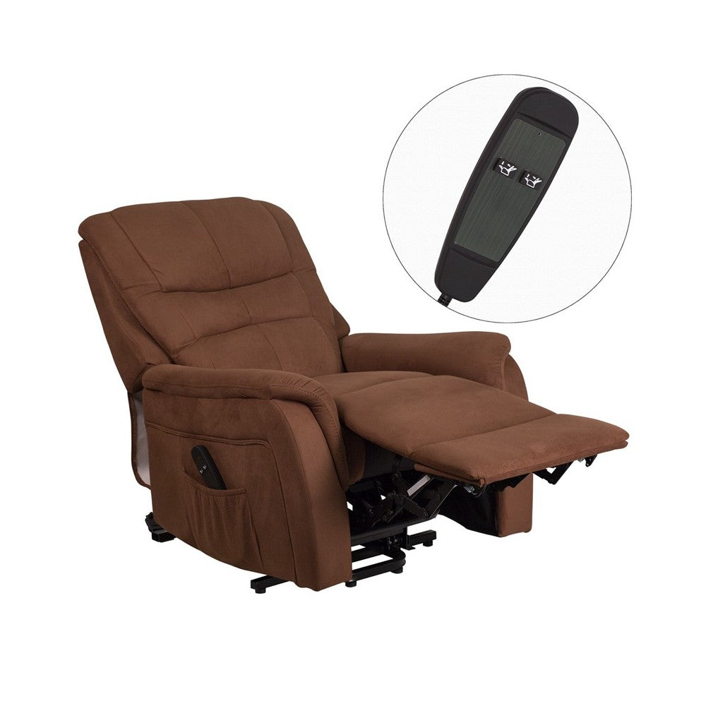 Brown Microfiber Remote Powered Lift Recliner